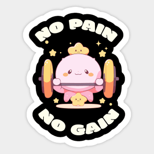 No Pain, No Gain" T-Shirt - Cute Kawaii Character Design Sticker